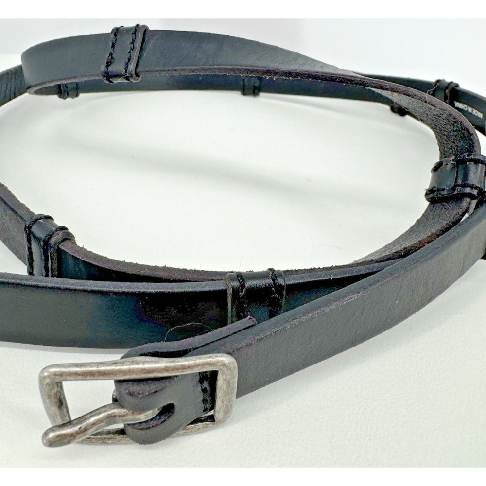 J.Jill Black Genuine Leather Wrap Belt 78" Double Loop Skinny Adjustable - Picture 5 of 9